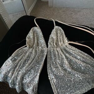 Sequin Silver Crop Top